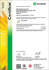 Zertifikat BIO Suisse DE